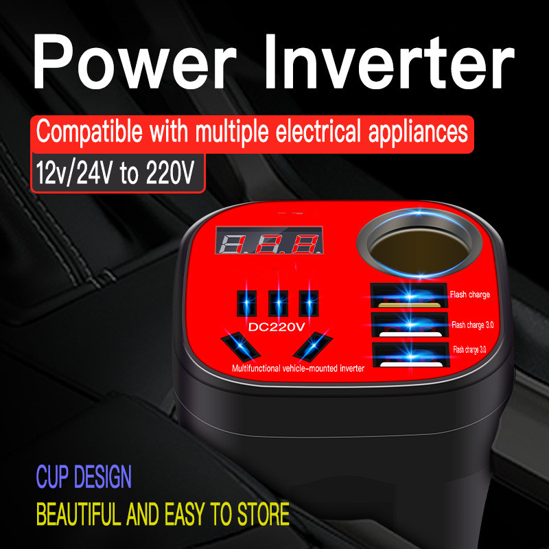 Smart Cooling Universal Power Inverter Auto 12V/24V USB Port Inverter Converter for Cooling Car Refrigerator