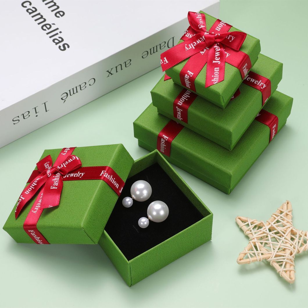 Custom Luxury Black Jewelry Packaging Paper Necklace Ring Earring Boxes Lid and Base Jewellery Set Case Cardboard Gift Box with Foam Insert
