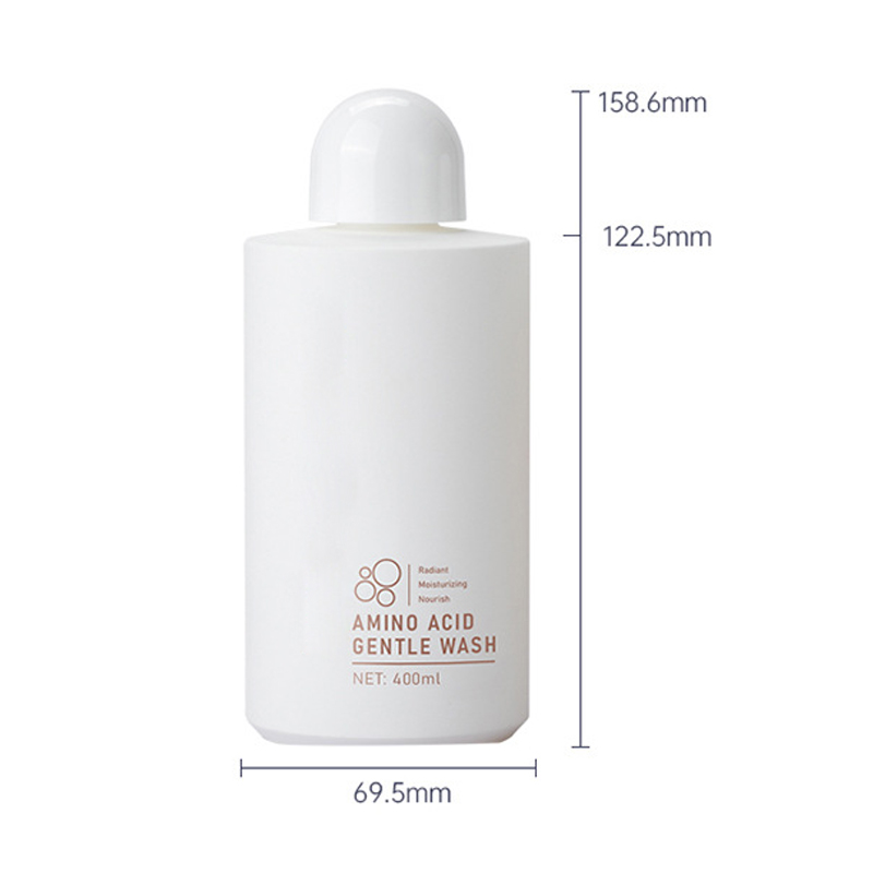400ml White/Grey cylindrical smooth bottle with white Lid for shampoo lotion bottle