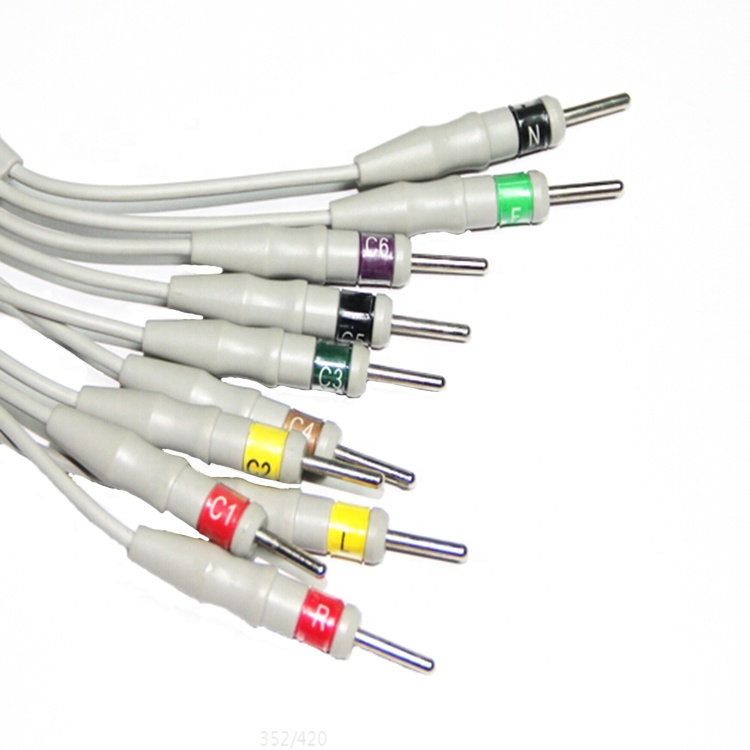 DB9 One Piece 5 Leads EKG ECG Patient Cables 9 Pin TPU AHA IEC ECG Cable