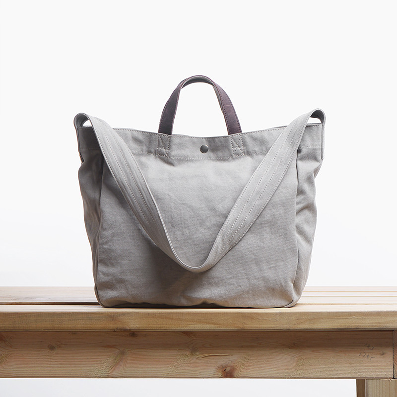 Custom Large Shoulder Tote Bag Purse Simple Unisex Large Capacity Grey Color