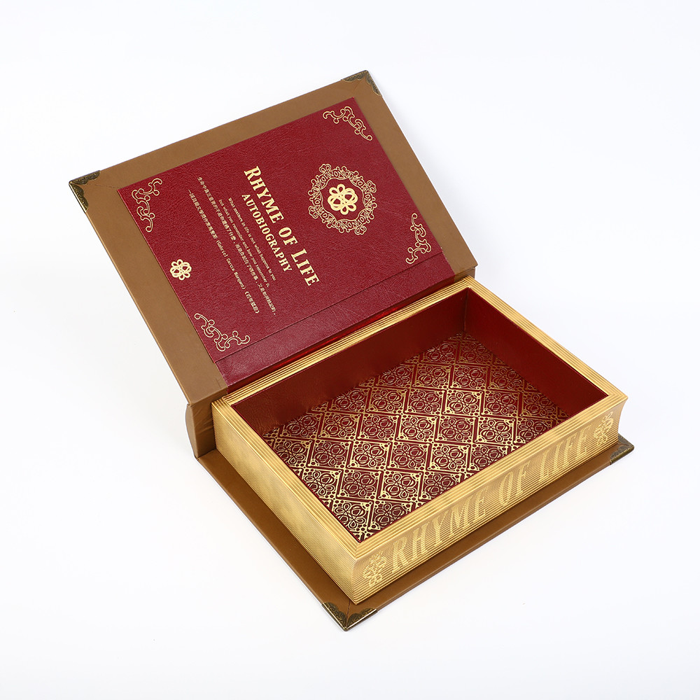 Leather Wrapped Luxury Gift Boxes Wooden Round Spine With 3D Metal Logo
