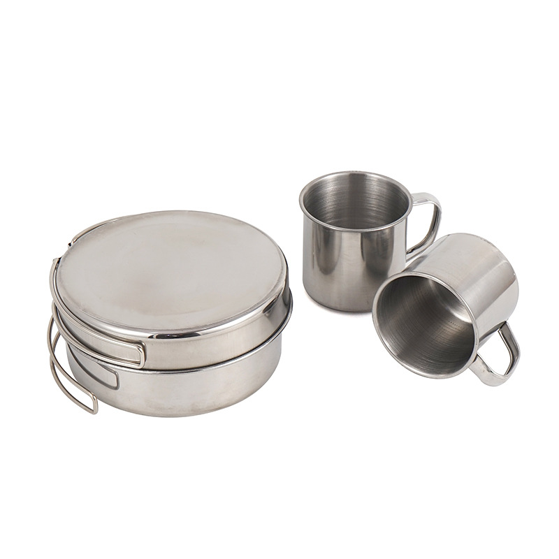 8PCS Camping Outdoor Cookware Set Stainless Steel Camp Accessories