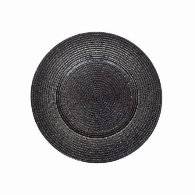 Hot selling High Quality White Embossed Elegant Decoration Glass Charger Plate