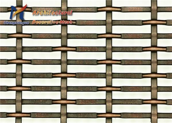 Antique Brass Architectural Woven Wire Mesh 17.5mm SS304 Stainless Steel Screen
