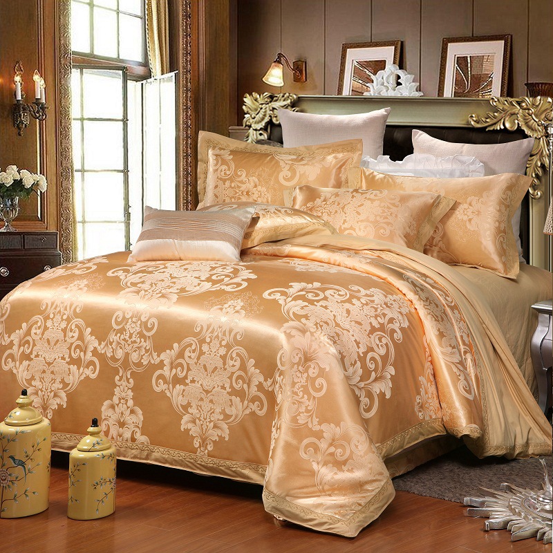 3 4Pcs European Style Embroidery Satin Bedding Set Cotton Sheet Pillow Case Duvet Cover