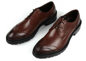 China Any Logo Mens Leather Dress Shoes With Stitches Britain Styles Brown Leather Dress Shoes on sale