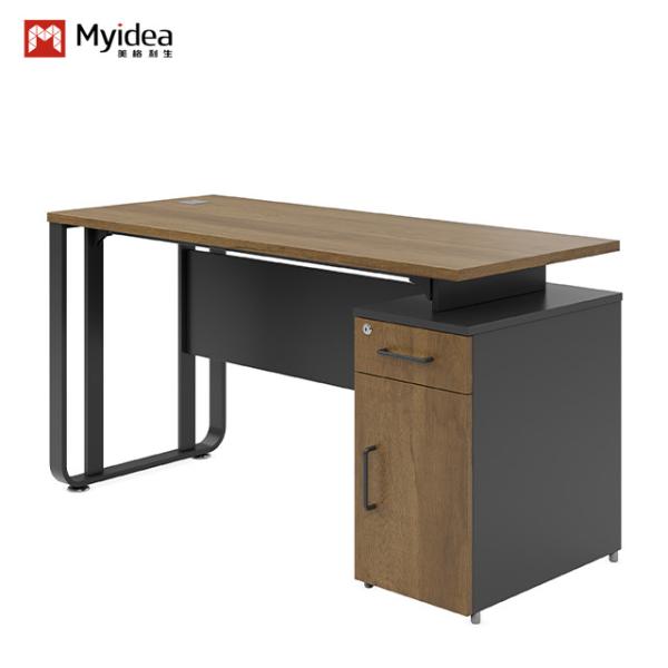 Myidea Customized Office Desk with Steel Legged Independent Desk Storage Space