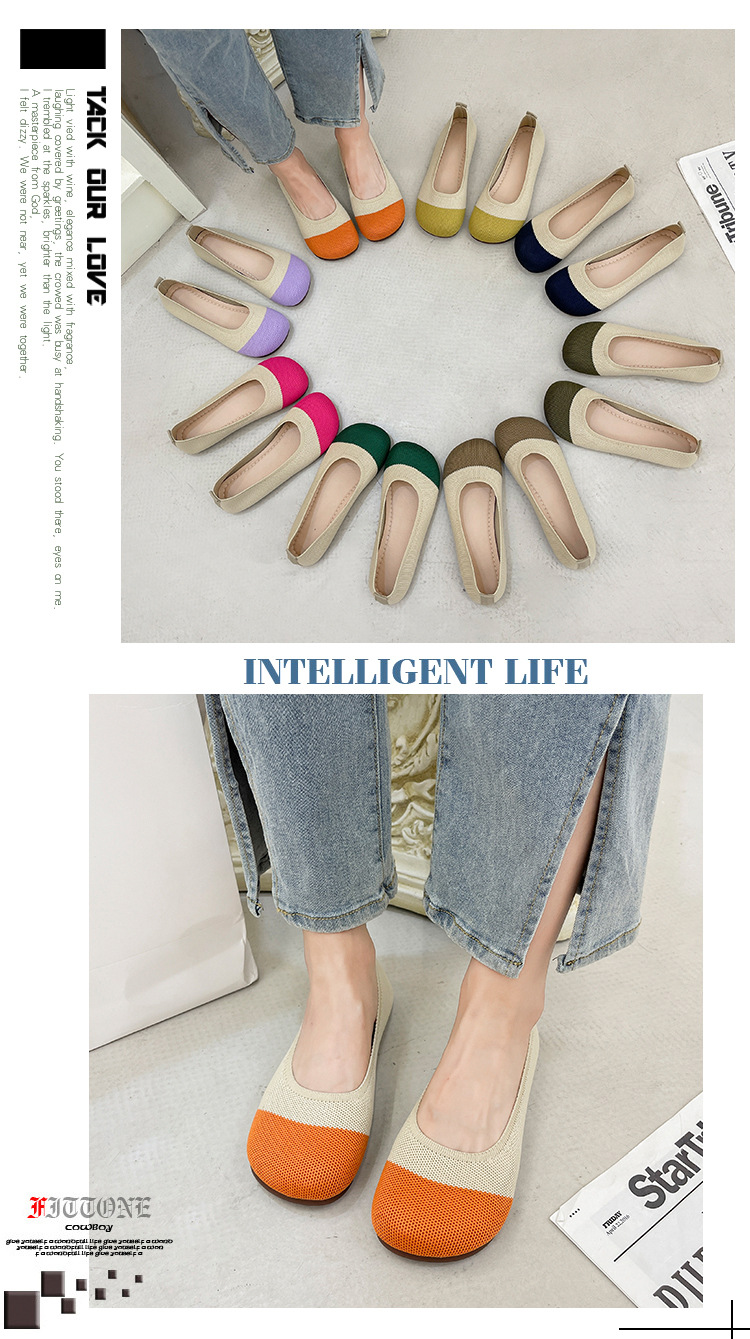 Soft Soled Knitted Shallow Mouth Shoes Female Spring Summer Flat Pedal Fairy Style