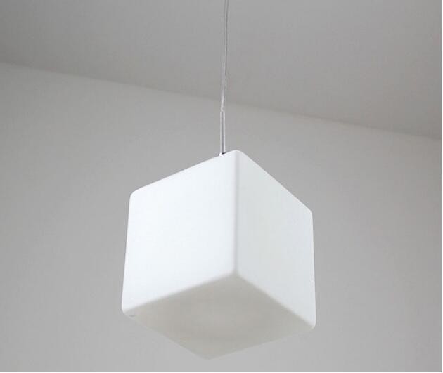 Modern Cubi Pendant Lamp milk white cubic glass cube Suspension Light（WH-MI-334）