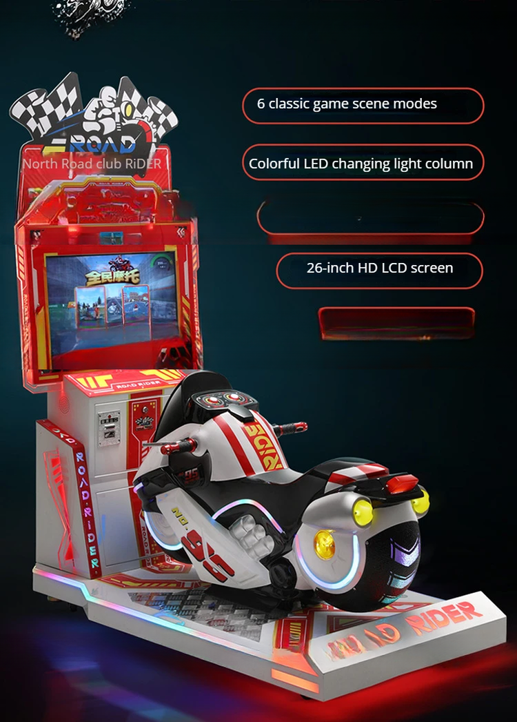 Kids Coin Pusher Motorcycle Arcade Games Dirt Bike Arcade Machine With US Plug