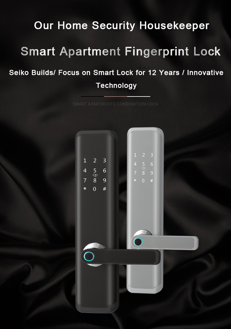 LED Fingerprint Scanner Door Lock Wake - Up Screen APP Remote Control For Airbnb Apartment