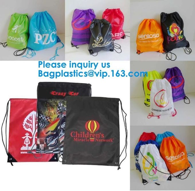 Sport Gym Drawstring Backpack Polyester Draw String Bags,Dacron Drawstring Backpack Shoulder Bags, bagease, bagplastics