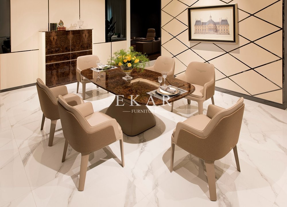 Home Furniture Modern 6 Chair Marble Dining Table Set W005D1C
