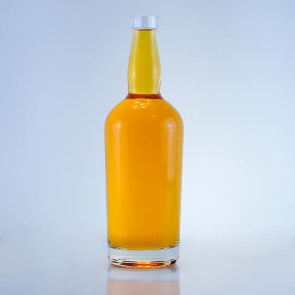 Customized Logo 750ml Clear Flint Round Glass Bottle for Gin Rum Champagne
