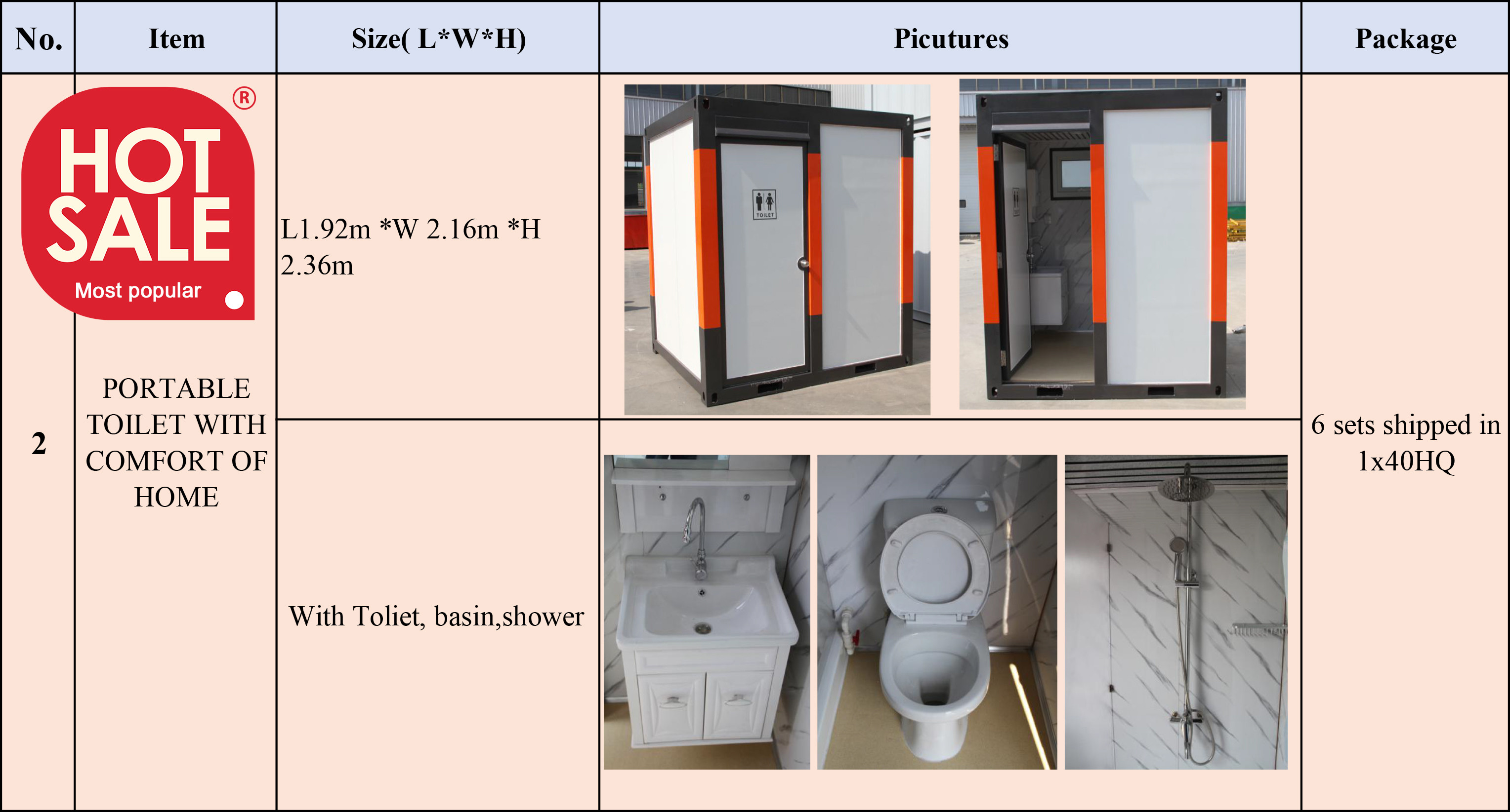Mobile Toilet With Washroom Container House With Toliet Basin Shower With Good Price