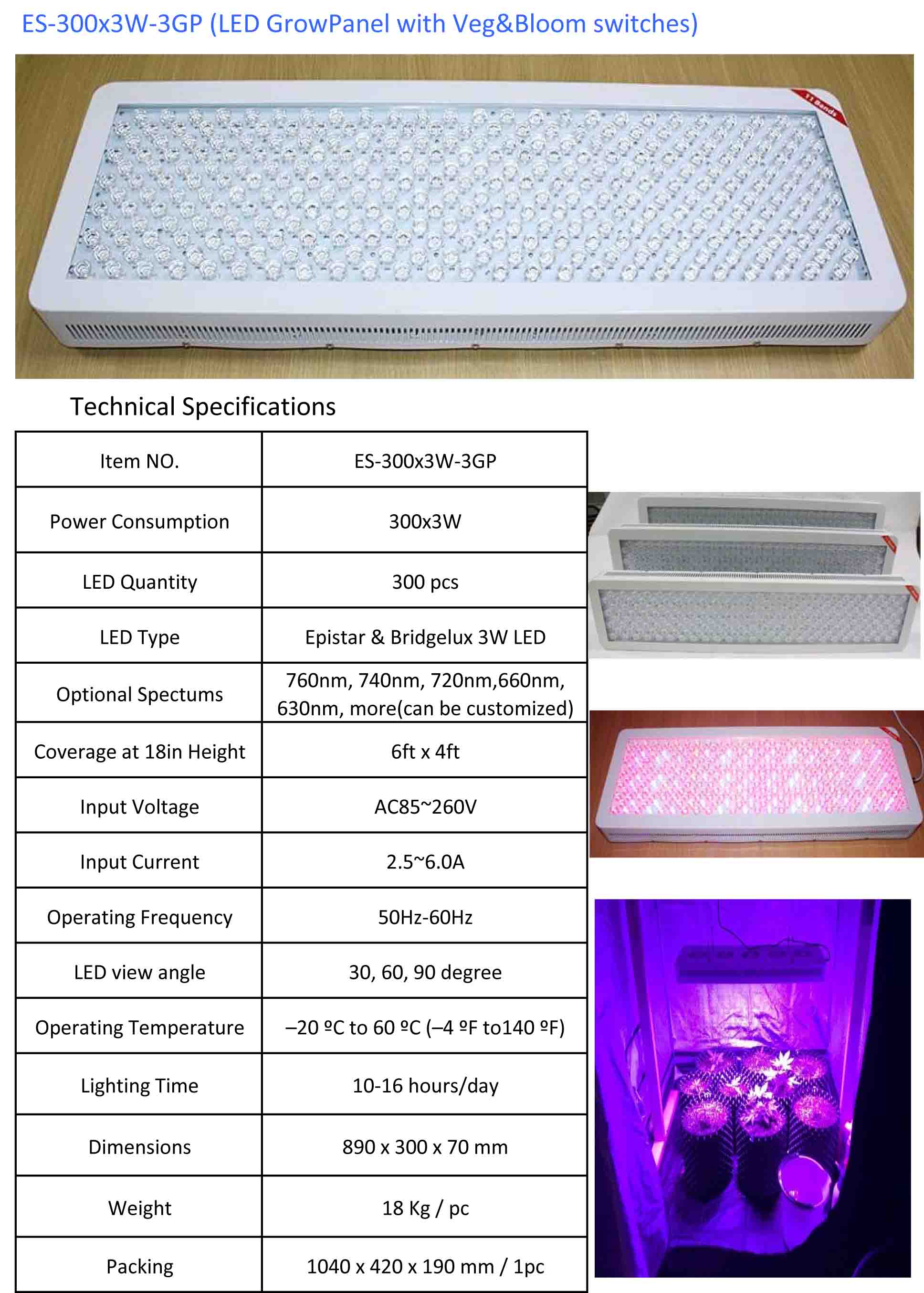 Eshine 3G Diamond series 200X3W full spectrum led grow light Panel Grow Lamps high power