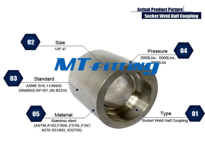 ASME B16.11 F11 / F22 Stainless Steel Socket Welded / Threaded Boss 2000LBS For Connection
