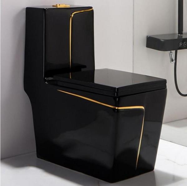 Modern Square Shape Gold Ceramic Bathroom WC Toilet Bowl One Piece 2022 Sanitary
