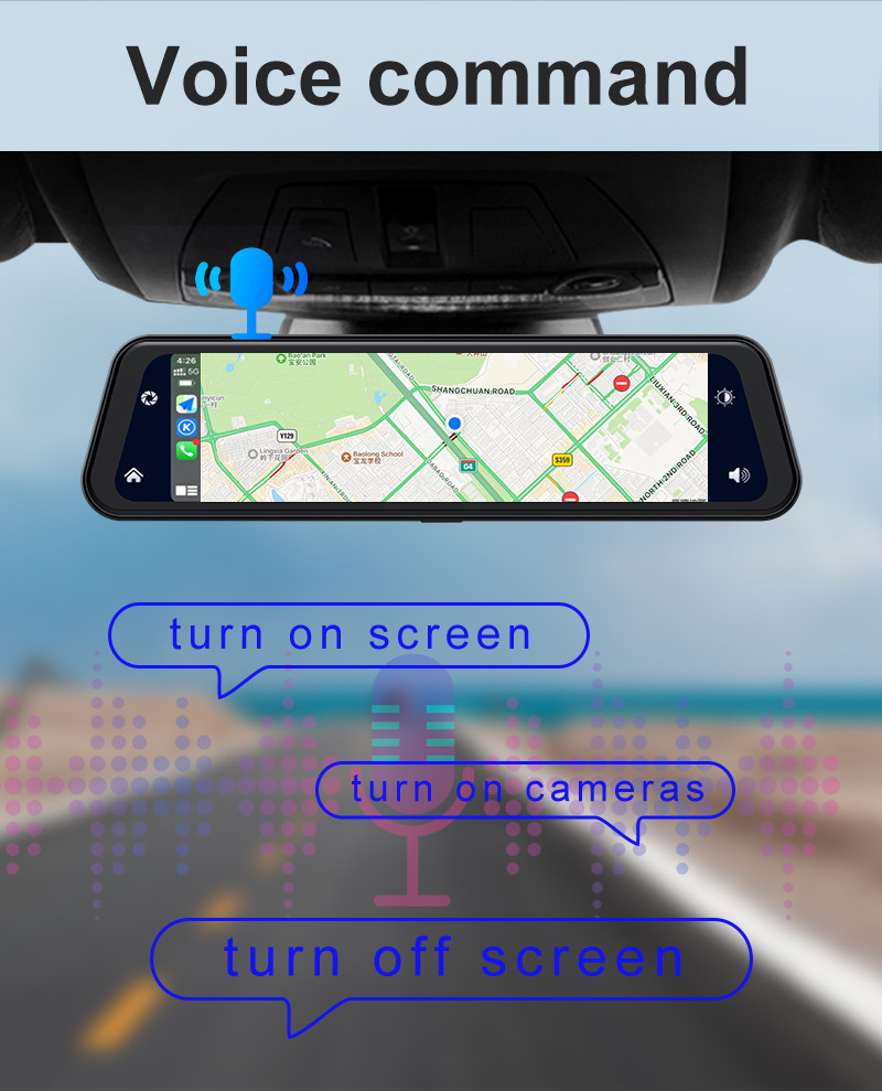 2K 1080P Android Wireless Carplay Dashboard Dash Cam 12inch Touch Screen