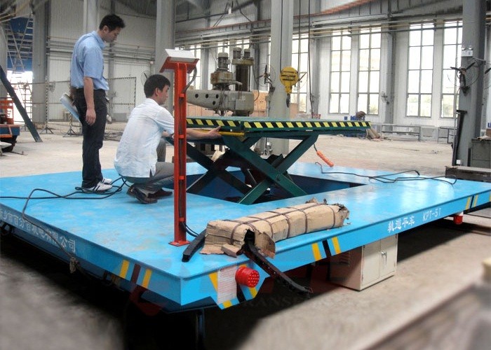 Rail Mounted Oil Hydraulic Scissor Lift Trolley With Operation Platform
