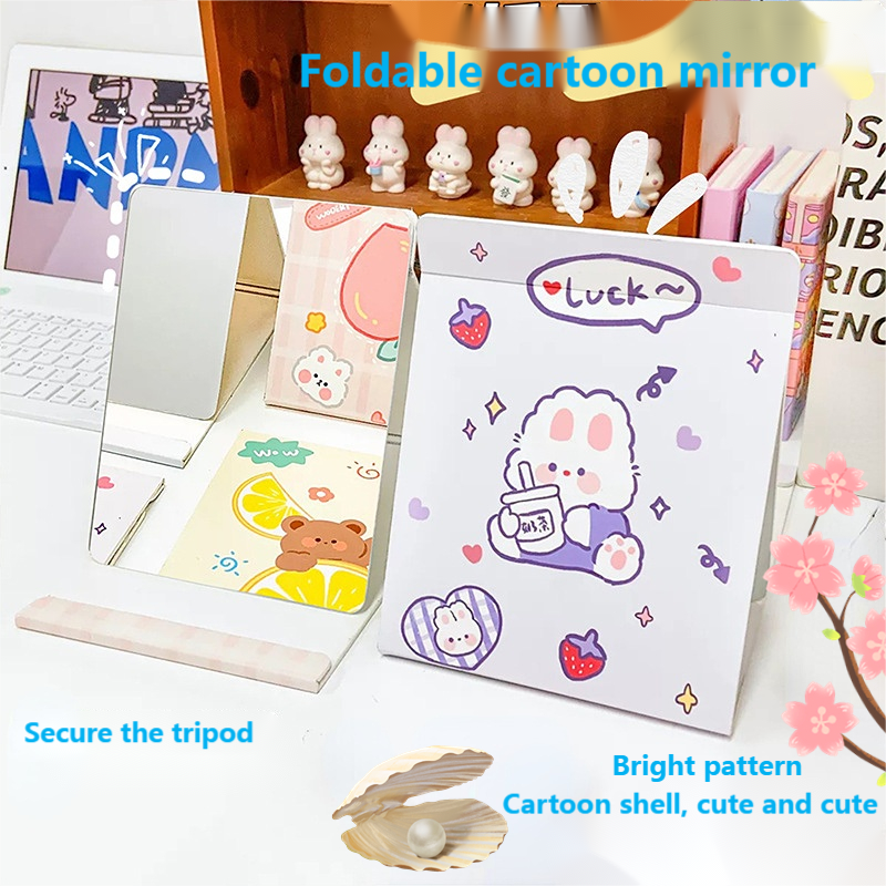 Extra LOGO Yes Heart Shaped Folding Travel Cosmetic House Decor Small Logo Mirror