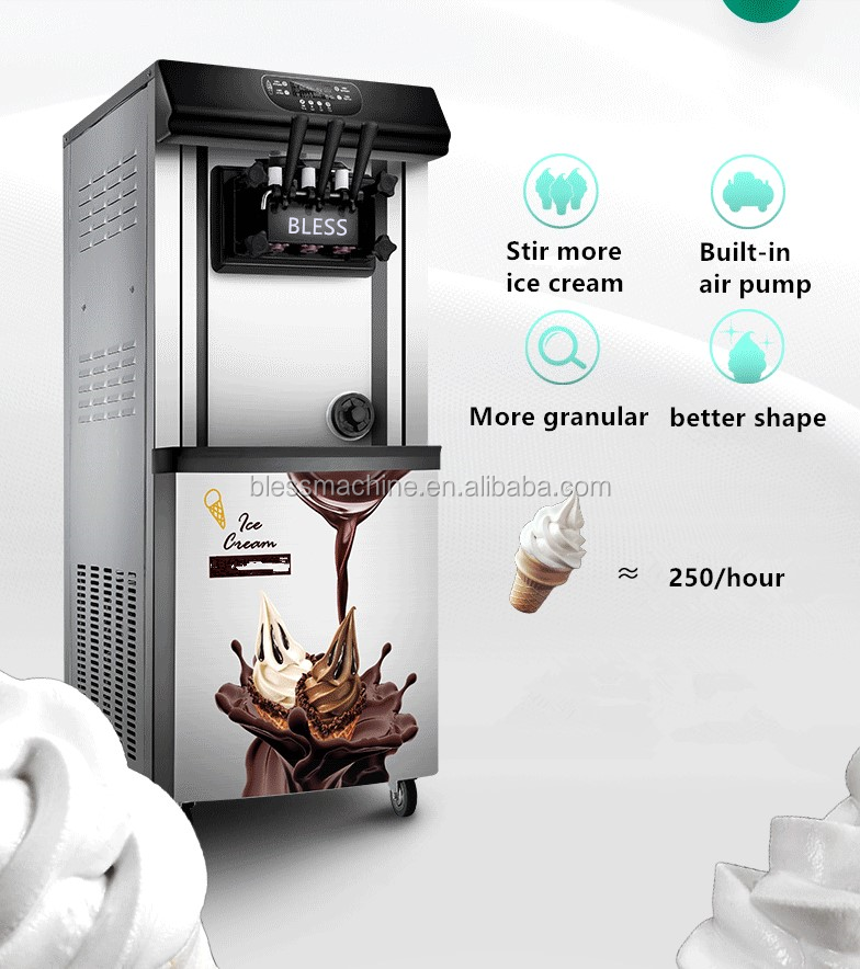 Industrial Ice Cream Machine with 304 Stainless Steel Construction and 220V/50Hz Voltage