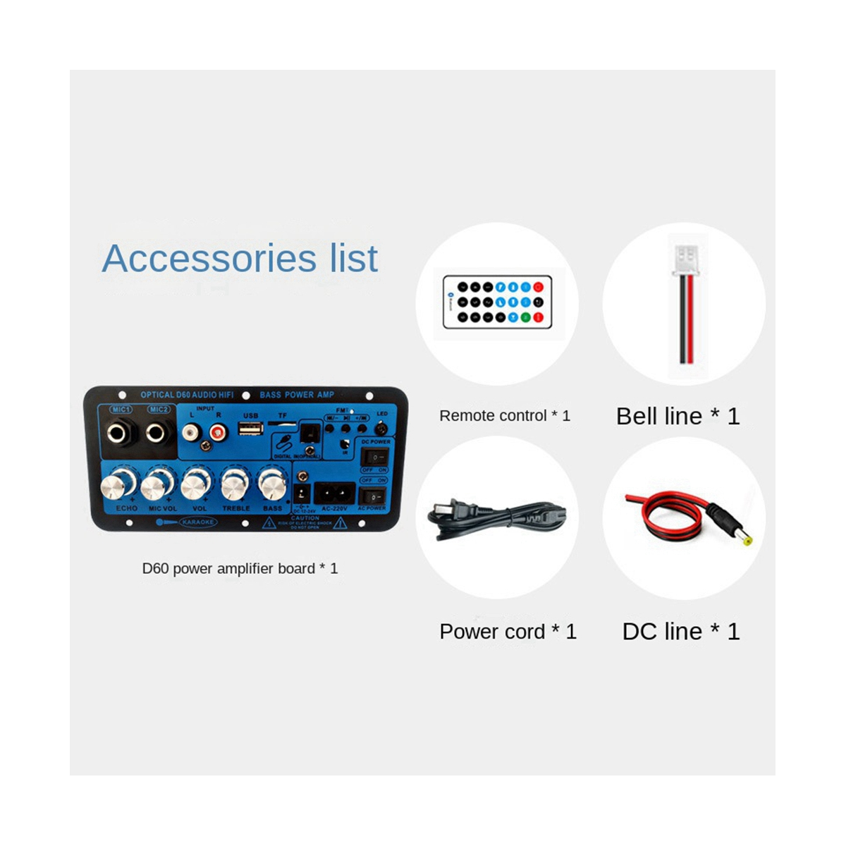 D60 50W Subwoofer Amplifier Board Bluetooth Audio Amplifier with Optical Audio 12V24V220V