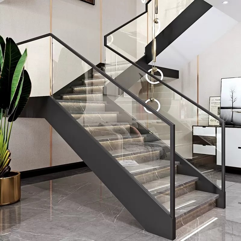 Balcony Clear Toughened Glass Stair Handrail For Indoor Outdoor Stairs
