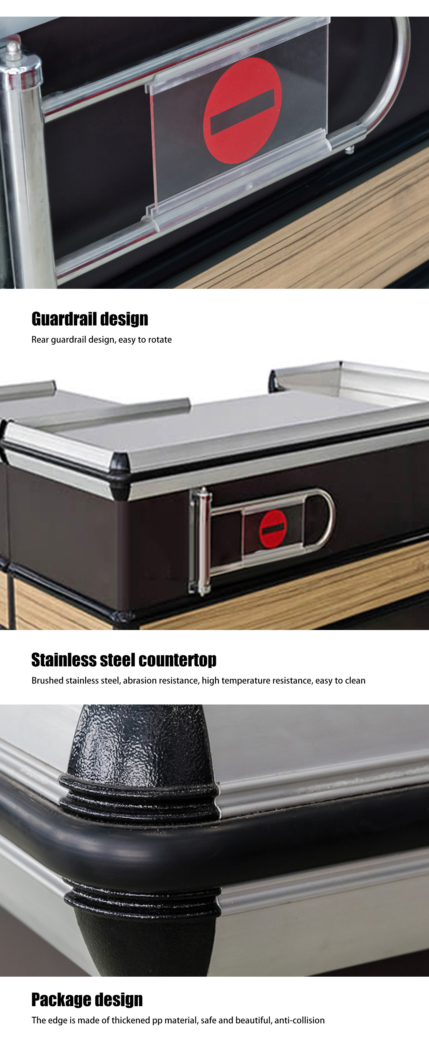 Customized Durability Checkout Counter Cold Rolled Steel Various Lengths Colors