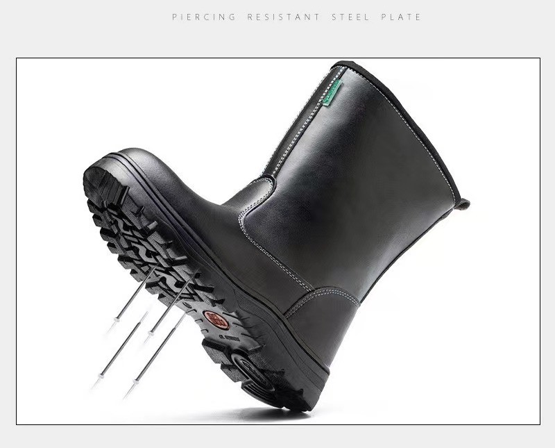 Anti-smashing Anti-stabbing Warm Black High-top Labor Protection Boots Welding Enclosed Work Shoes