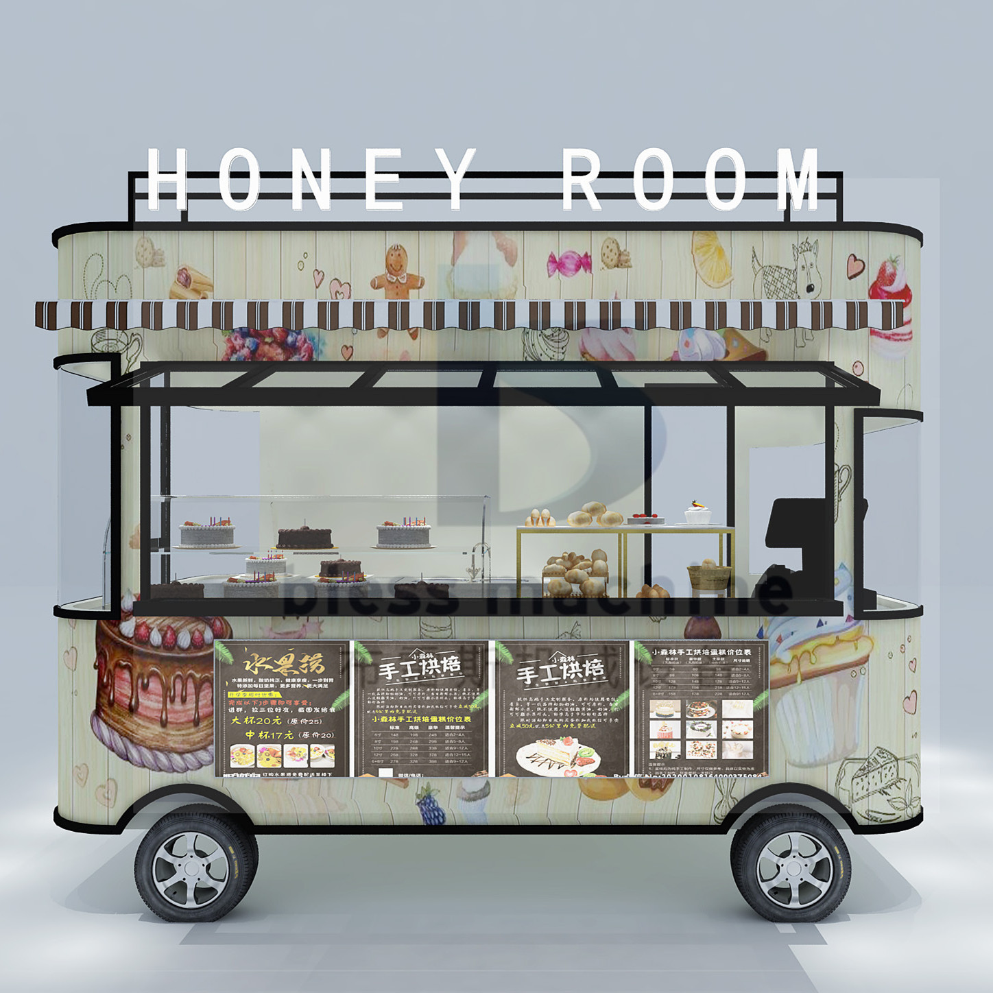 85kms per hr Machinery Function Leisure Fast Food Equipment Mobile Catering Van Trailer