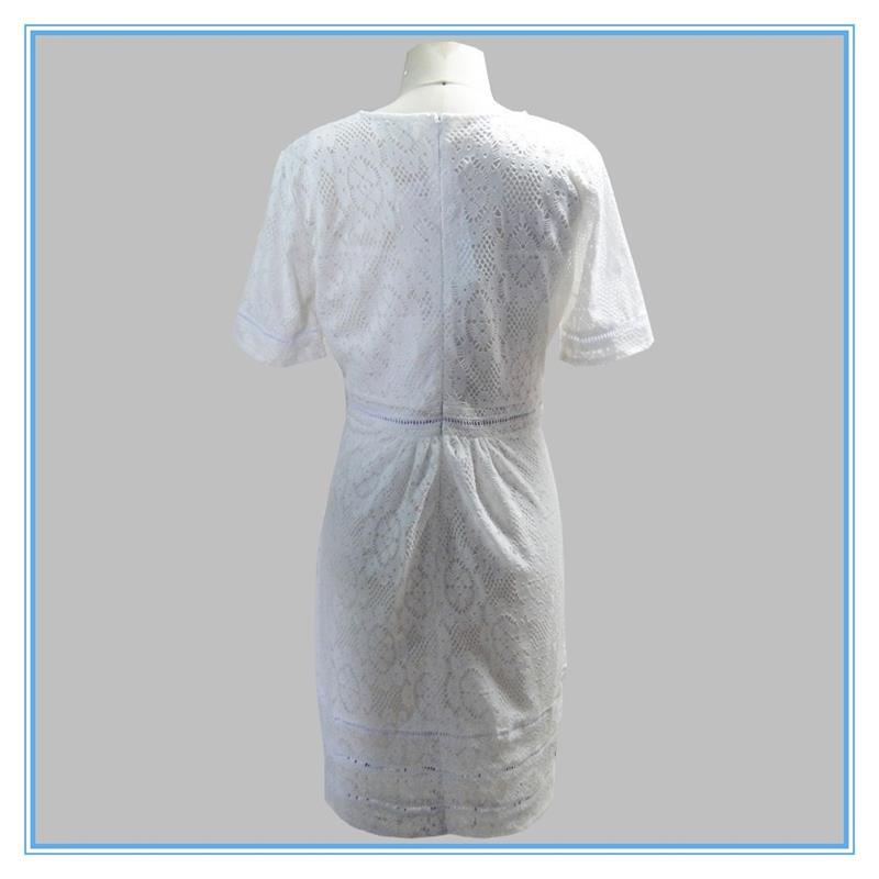 European Summer Fashion Elegant White Lace Cotton Dress Pattern Wholesale