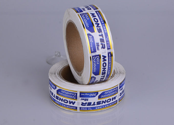 Custom adhesive partly gold stamping vinyl 10ml steroid vial labels