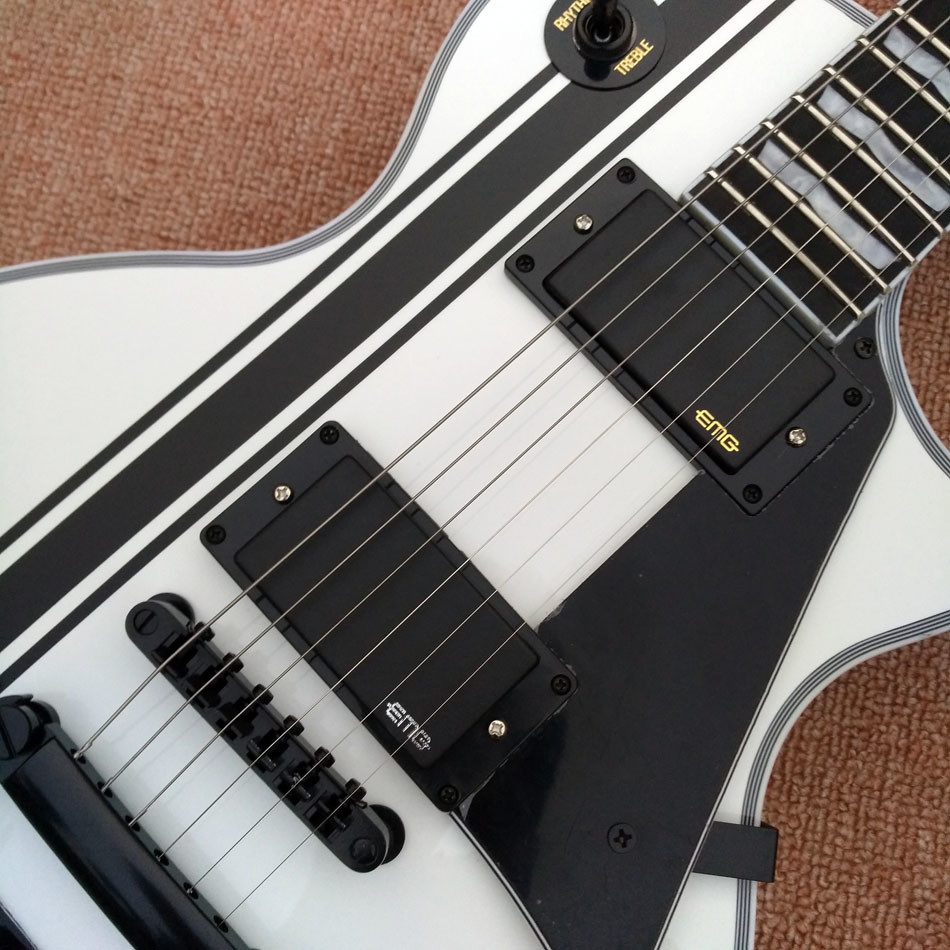 In stock Custom LTD Iron Cross SW James Hetfield Signature Electric Guitar EMG Snow White, Rosewood Fingerboard, Free sh