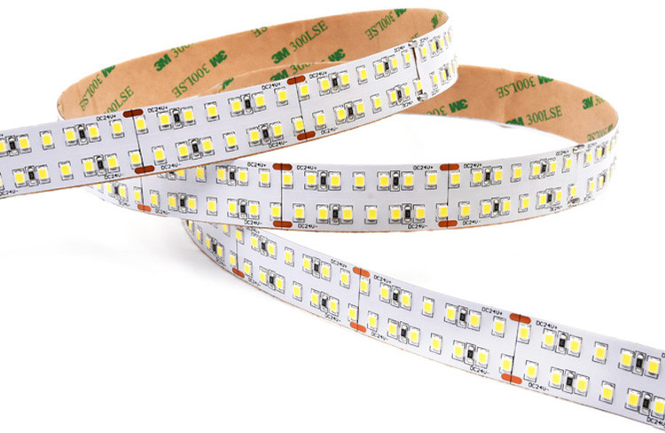 Cuttable Single Color LED Strip Light Tape Outdoor Double Row 24V Warm White Cool White