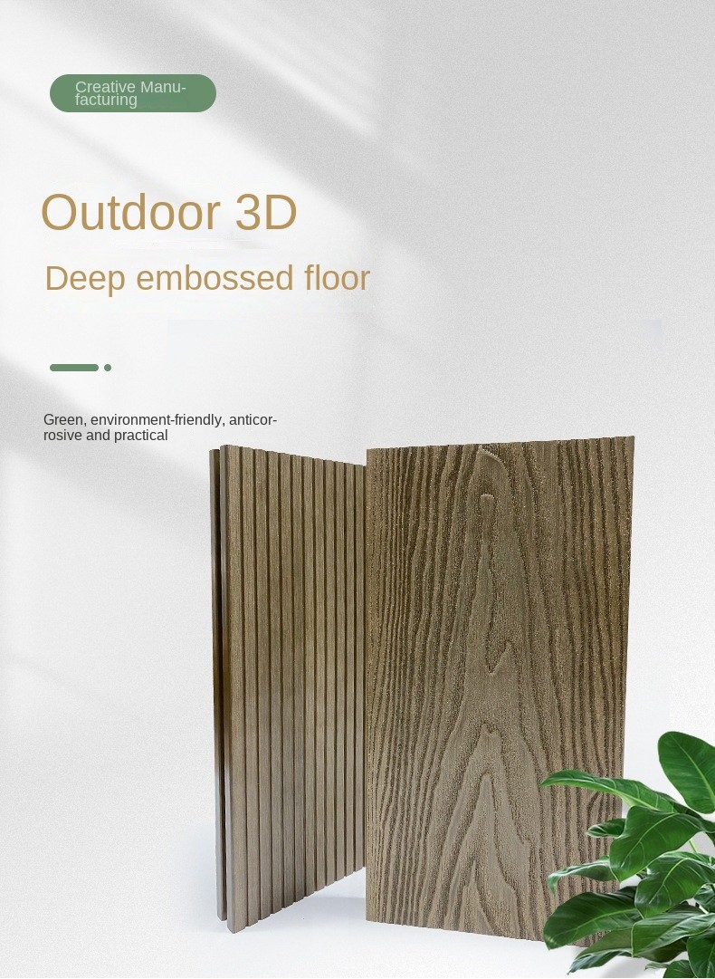 145x22mm Wood Plastic Composite Wpc Flooring 3D Deep Embossed Board Outdoor Park Balcony