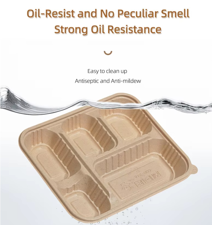 Biodegradable Disposable Rice Husk Fiber Lunch Box Compostable Takeaway Container Eco-Friendly Food Packaging