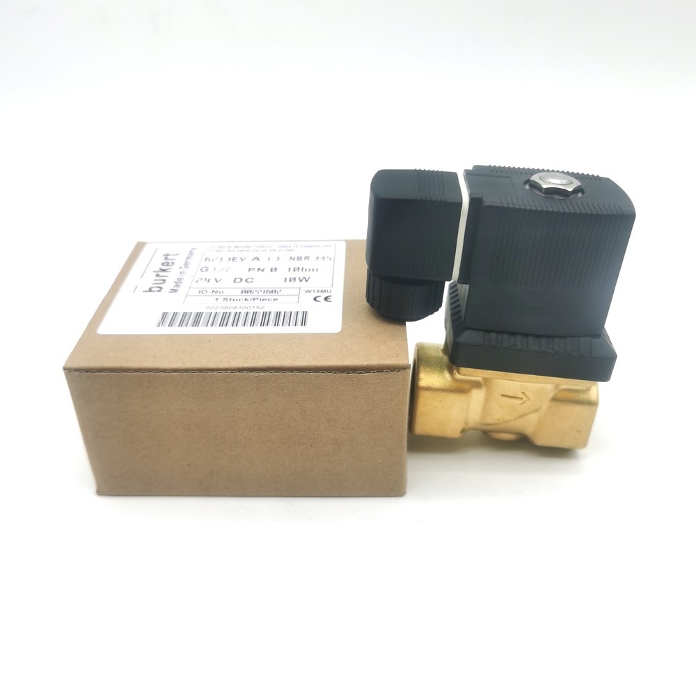 Burkert Solenoid Valve Brass Body 00308120 G1 2/2 Normally Open 25 Flow Hole FKM (Fluororubber) Seal 8W 1-25bar