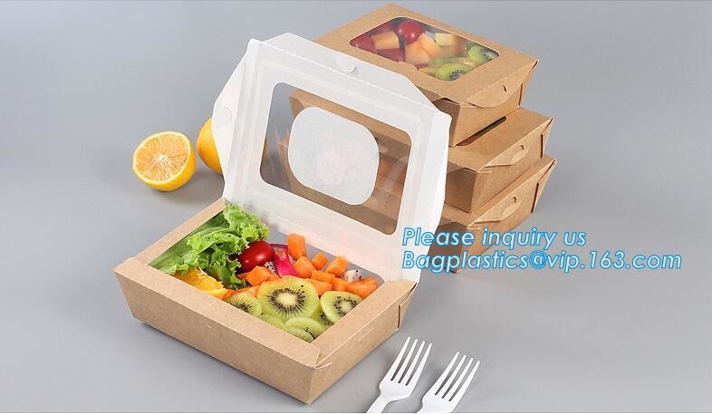 Cheap Cardboard foldable kraft paper lunch box with window,Lunch noodle fast food kraft paper box by customized logo pri