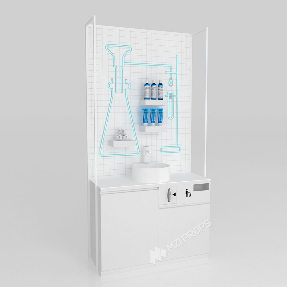 GDR10-TY02 Retail Store Display with White LED Light Strips and 5mm Ultra-clear Glass Tabletop for Cosmetics Retail Stores
