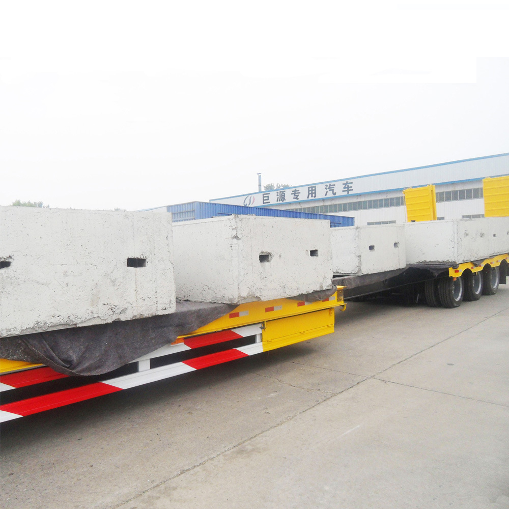 60T Max Payload Steel 2 Axles Lowboy Flatbed Semi Trailer for Long Distance Transport