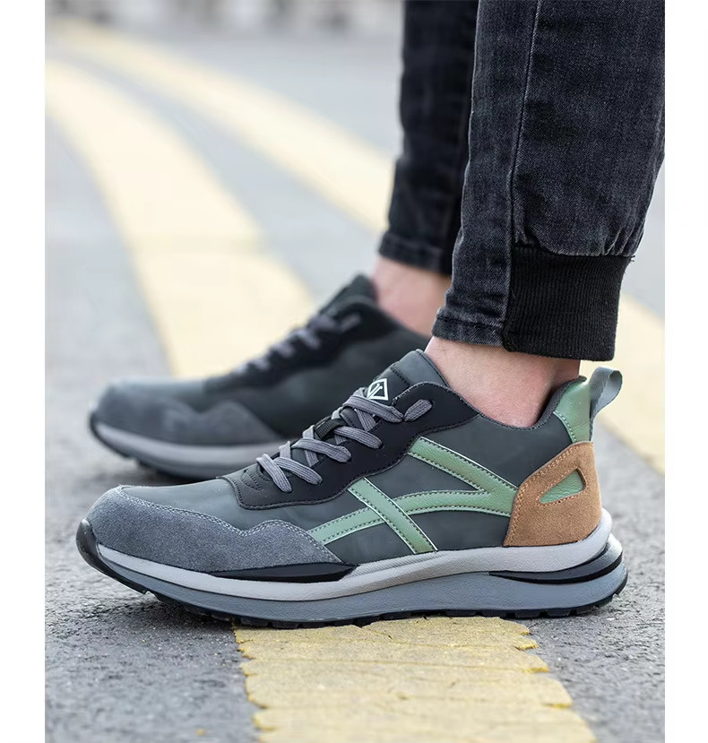 Kevlar Work Shoes Rubber Sole Suede Microfiber Construction Safety Shoes Standard Steel Toe Anti Smashing