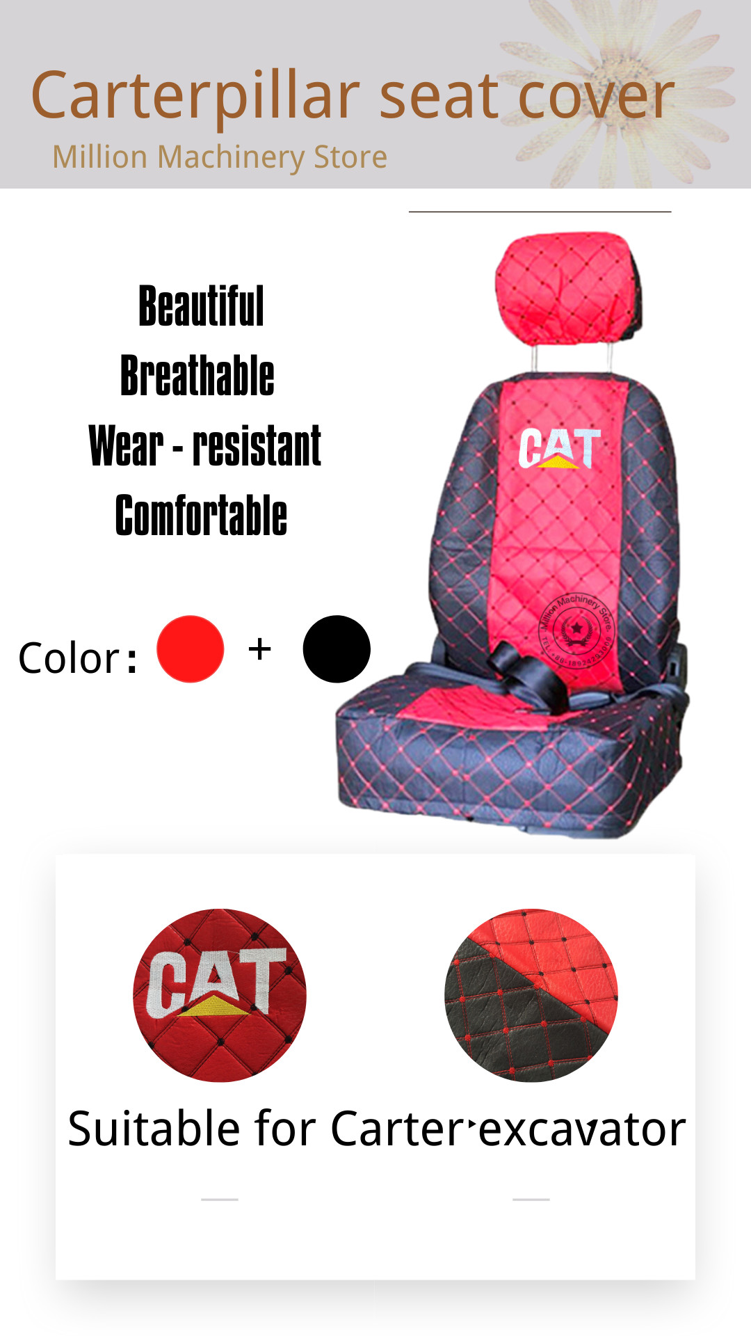 HYUNDAI Seat Cushion Excavator Seat Cover For ERPILLAR DOOSAN HIACHI KATO KOBELCO SUMITOMO