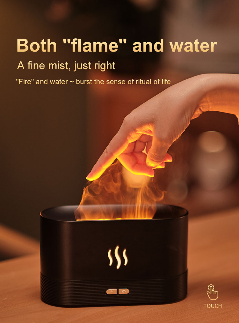 Homefish OEM Humificador Difusor De Aromas 180Ml Diffuser Simulation Flame Humidifier Ultrasonic Mist Air Humidifier Aroma