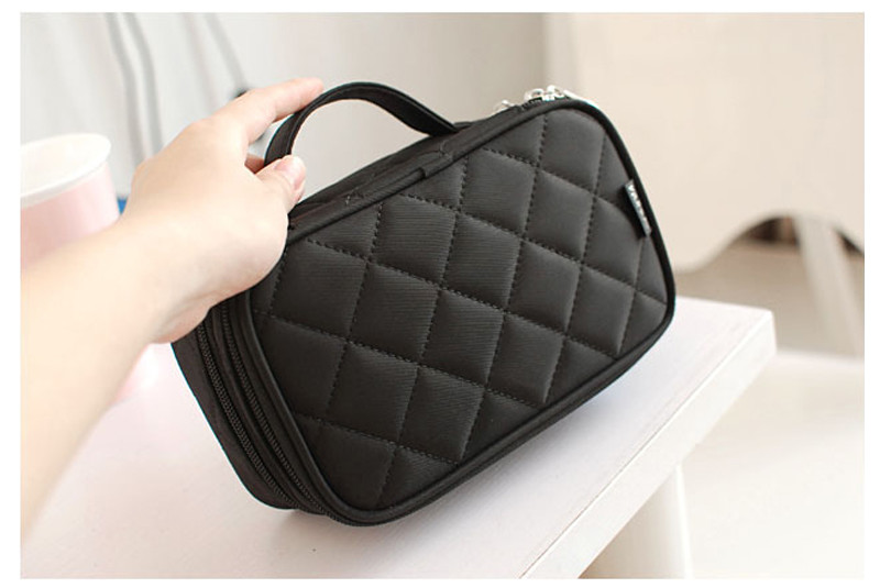 Travel Rhomboid Polyester Makeup Case Organizer For Girls