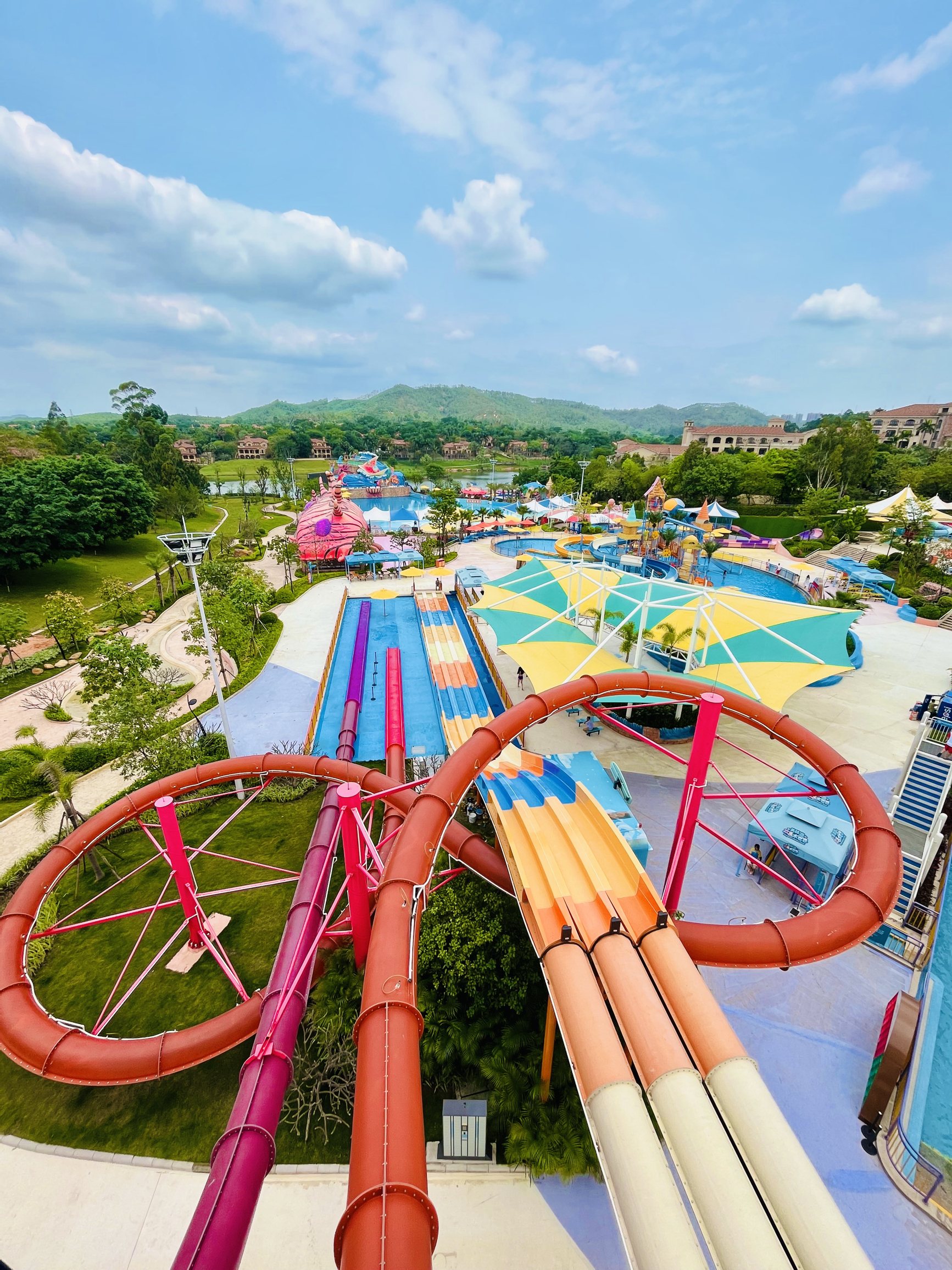 Industrial Fiberglass Water Slides Theme Park Equipment , Customized Flatform and Length