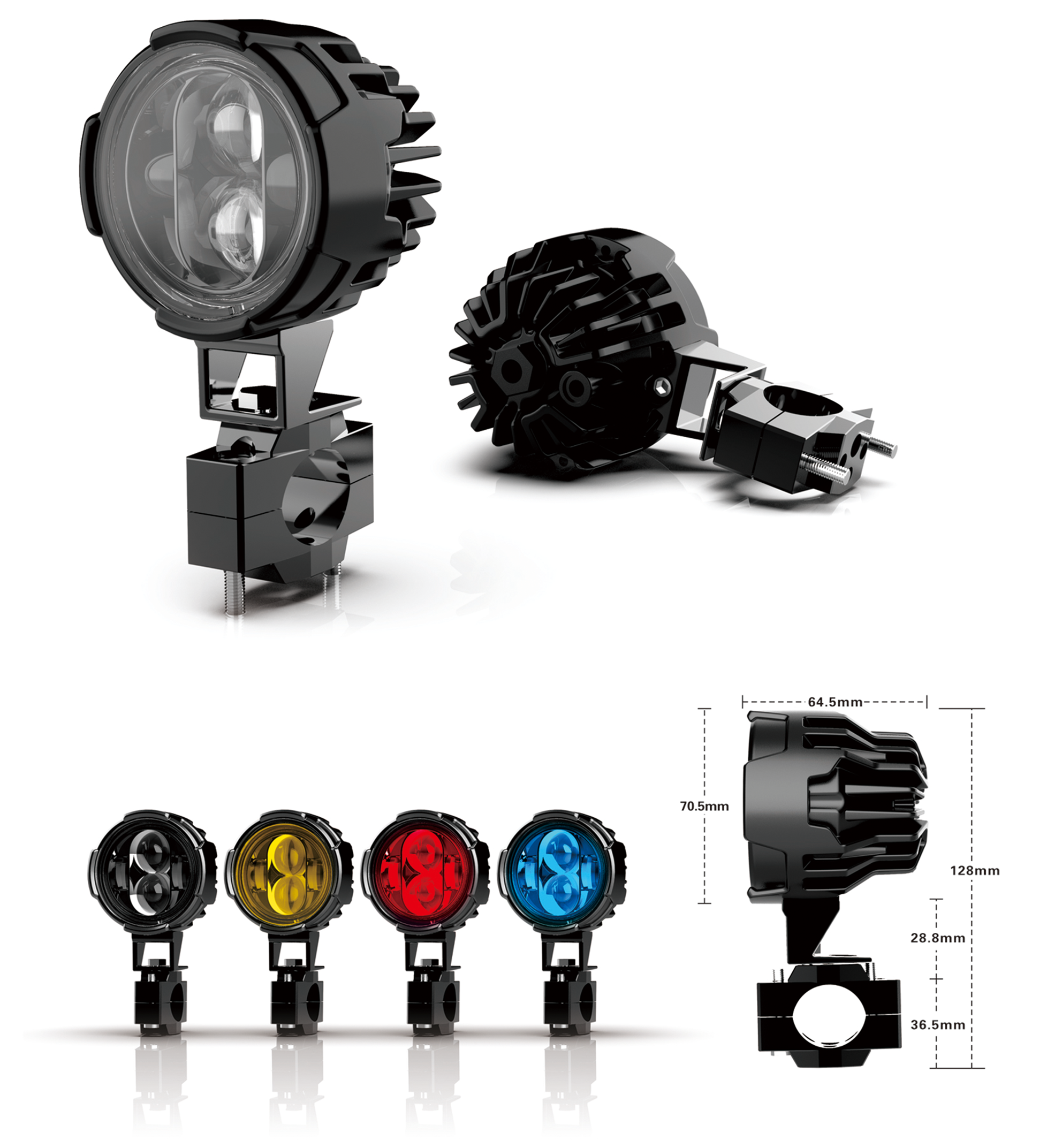 DC8-80V 120W 6500k Motorcycle LED Headlight Waterproof IP68 Fog Driving Auxiliary Lamp