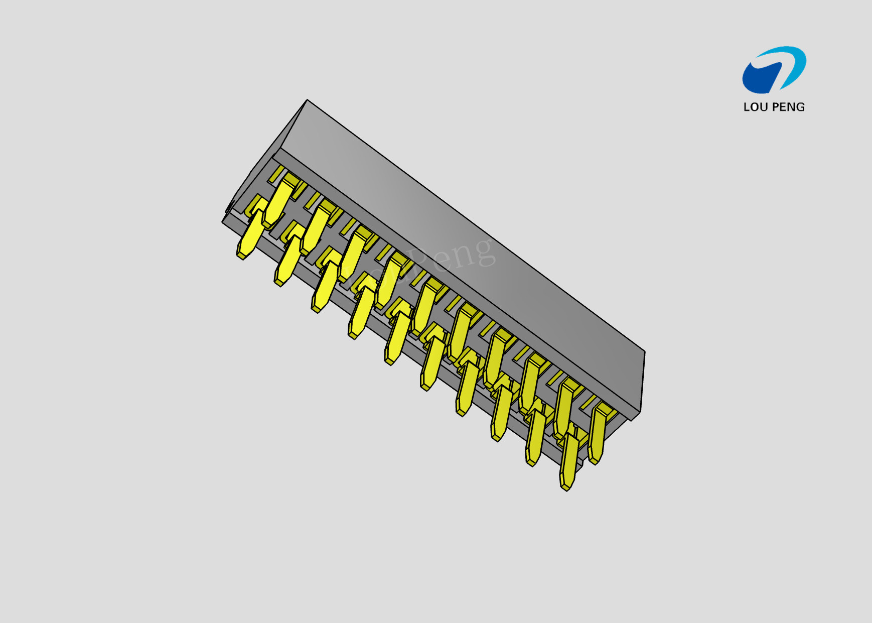Female header, PCB Mount Receptacle, Vertical, Board-to-Board, 2X10 Position, 2.0mm Pitch, Shrouded, Gold Flash, DIP