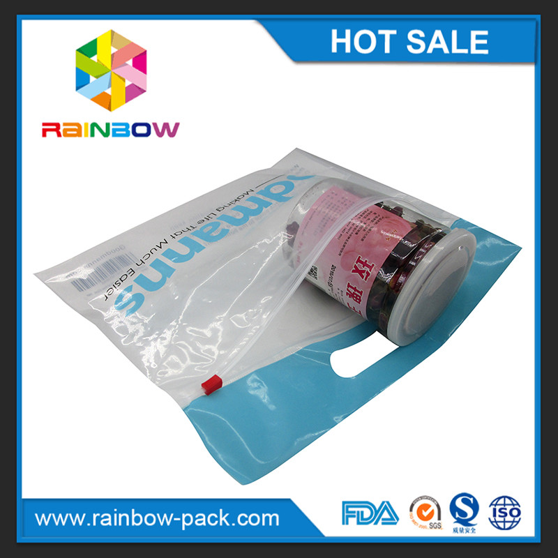 custom reusable food packaging plastic zip-lock bags slider k bag with logo stand up bag clear front